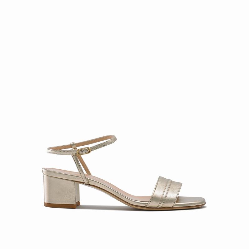 Russell & Bromley Superblock Block Heel Sandals Womens Metallic [KDV7540TF]